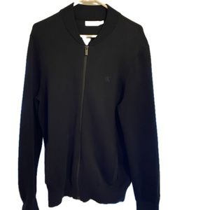 CK cotton bomber zip up sweater M